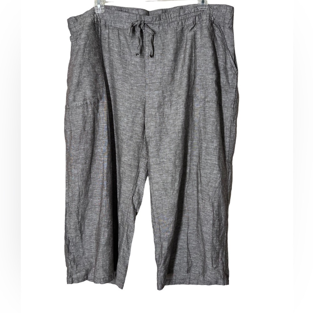 Liz Claiborne Women’s Linen Blend Pull on Pants. Wide Leg. Heather gray EUC Sz1X
